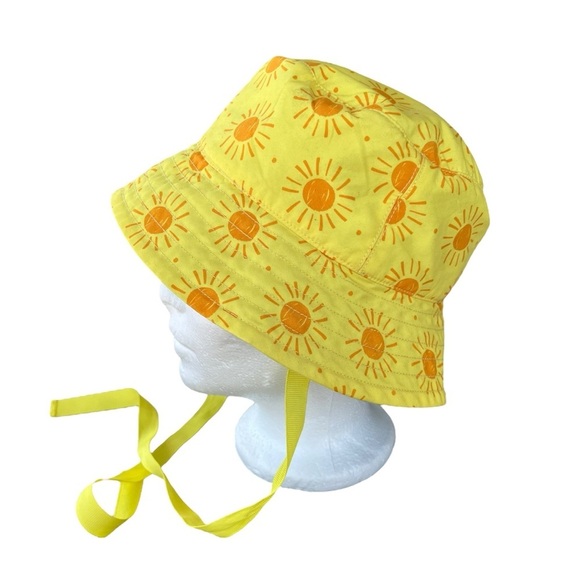 Hanna Andersson Yellow Sun Bucket Hat Ribbon Ties Youth Medium GUC - Picture 2 of 7